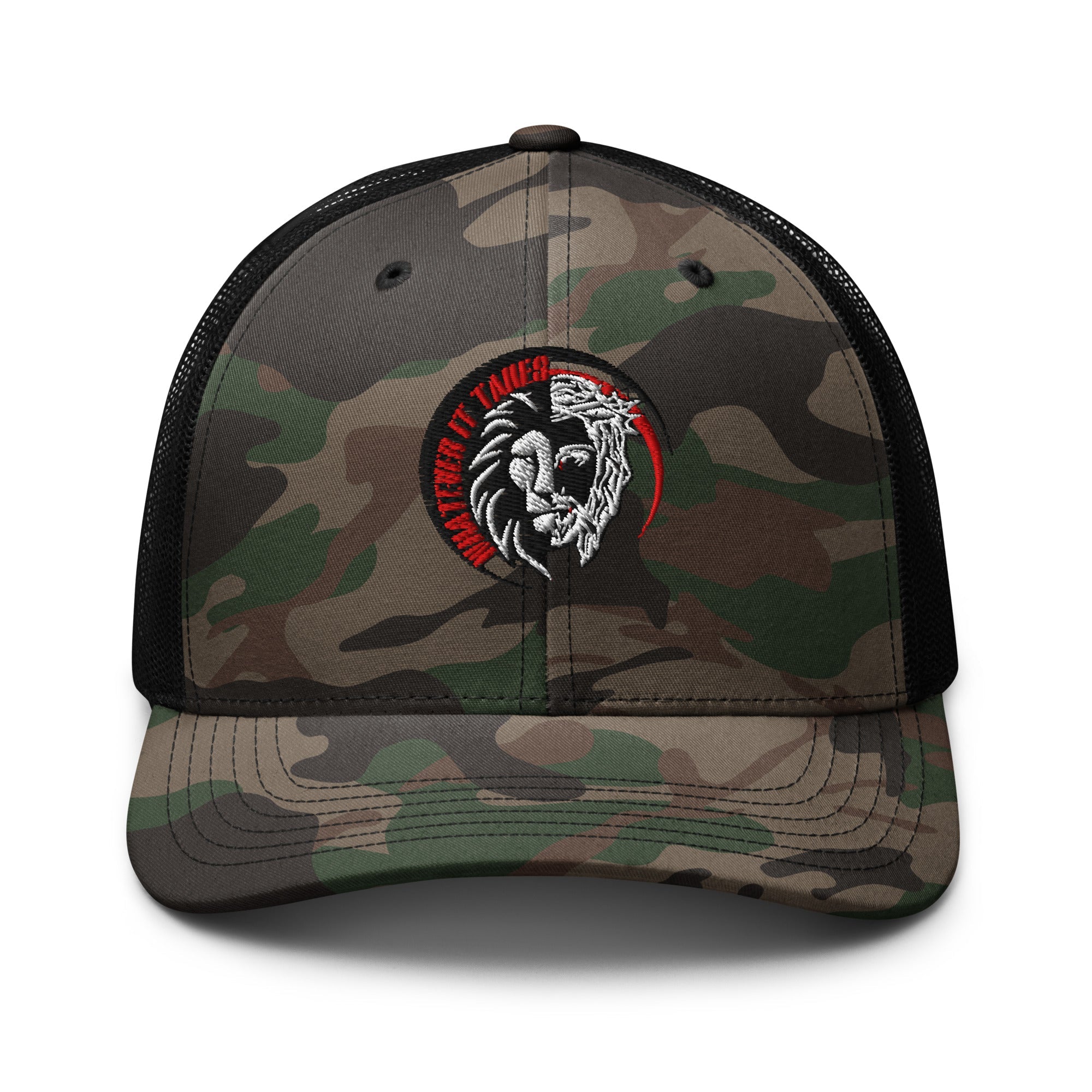 Camouflage - Whatever It Takes - Red Script trucker hat