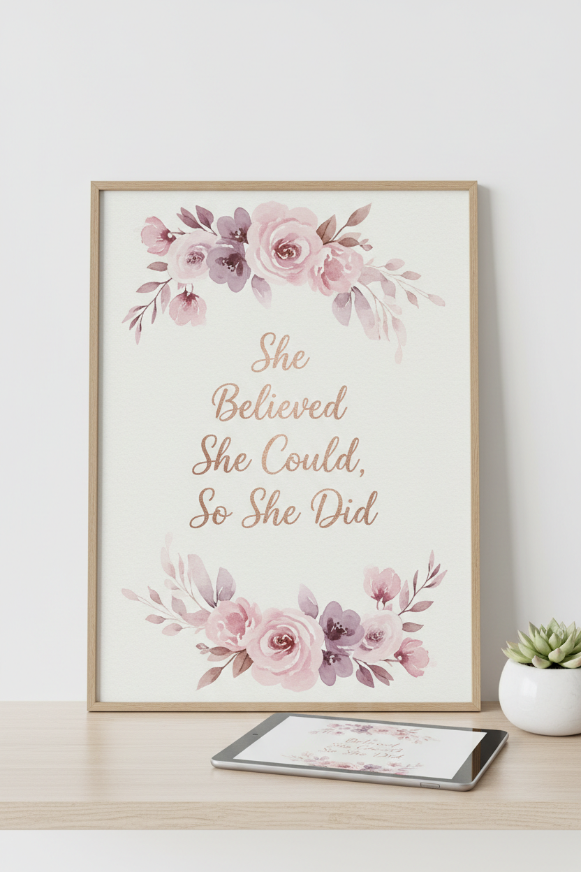 She Believed She Could So She Did Affirmation Print
