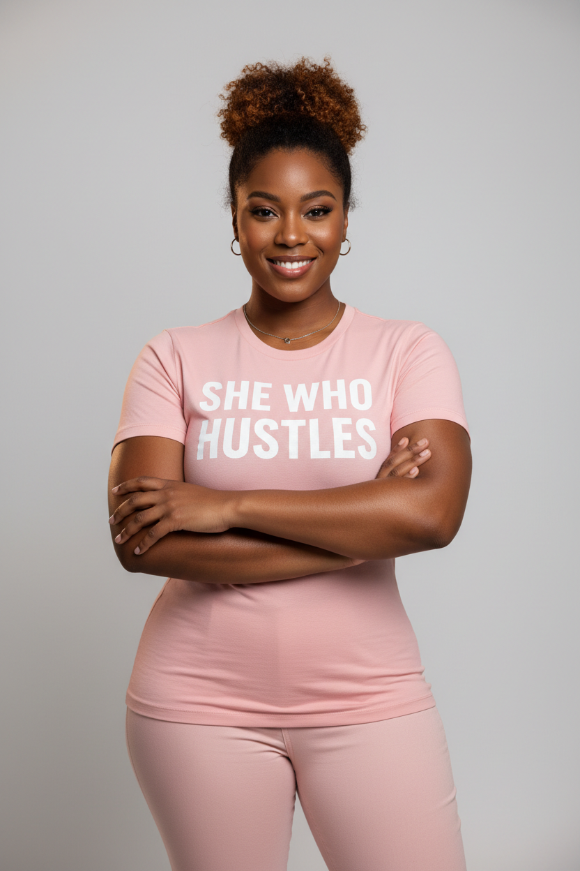 She Who Hustles Women's Plus Size Fitted Tee
