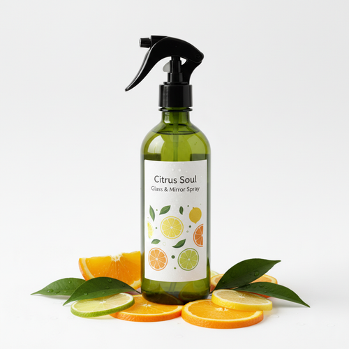 Citrus Soul Glass and Mirror Spray natural green bottle