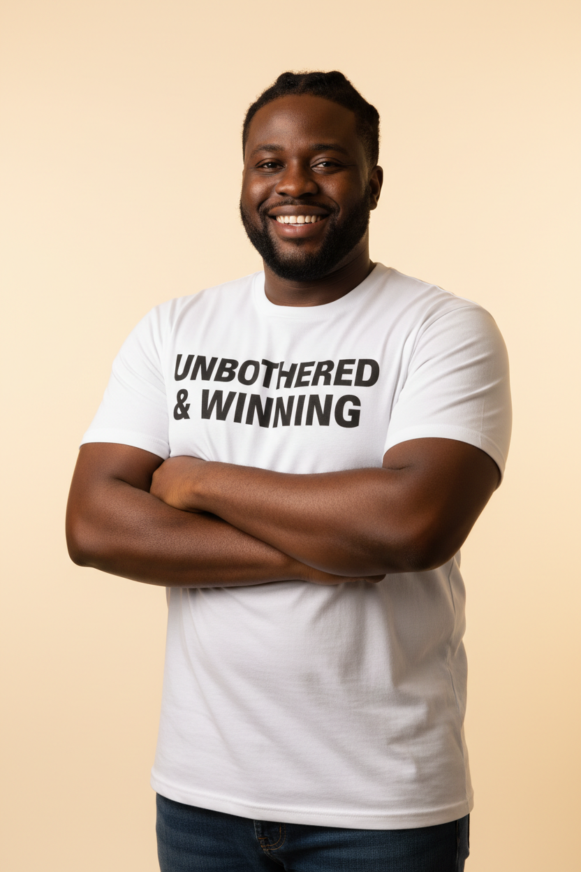 Unbothered & Winning Men's Plus Size Graphic Tee