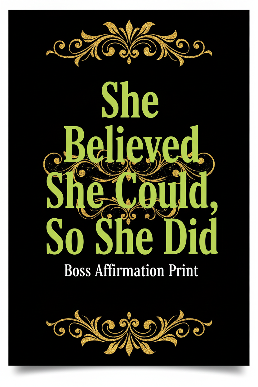 She Believed She Could, So She Did Affirmation Print