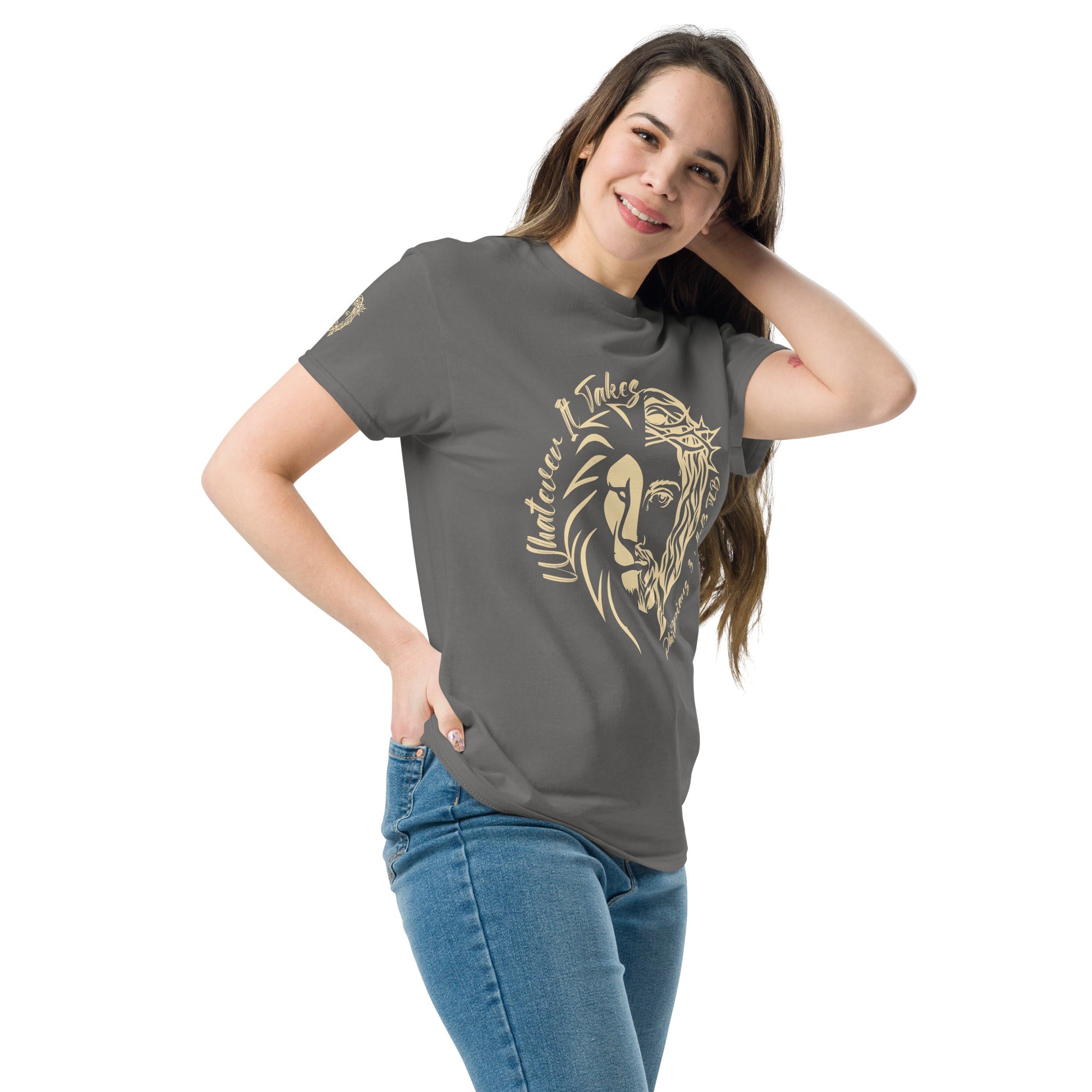Whatever It Takes - Womens - classic beige on charcoal tee